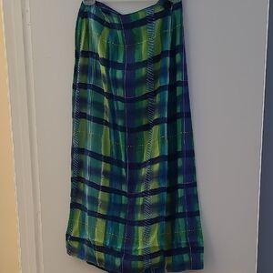 Chic Plaid A-Line Skirt in Blue and Green